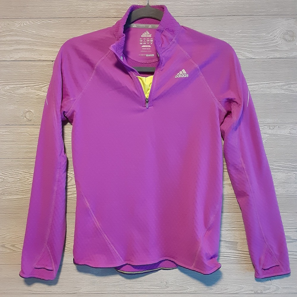 Adidas ClimaWarm Womens Purple Quarter Zip Running Pullover Jacket Size S
